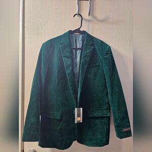 Elegant Forest Green Velvet Blazer Sz 18